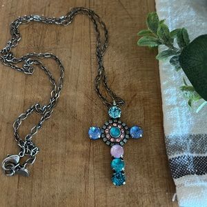 Ellas blue pink jewel necklace